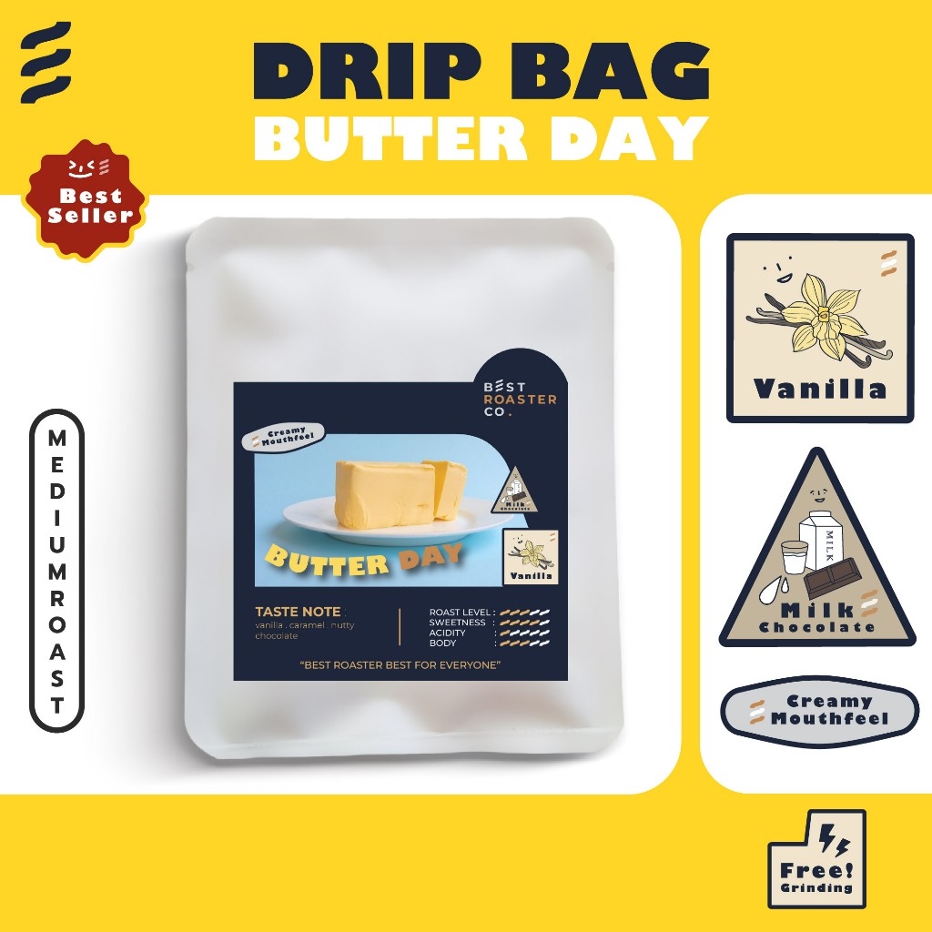 กาแฟดริปแบบซอง BUTTER DAY DRIP BAG COFFEE ชุด drip กาแฟพกพา อร่อยง่ายๆ drip ดื่มได้ทุกที่