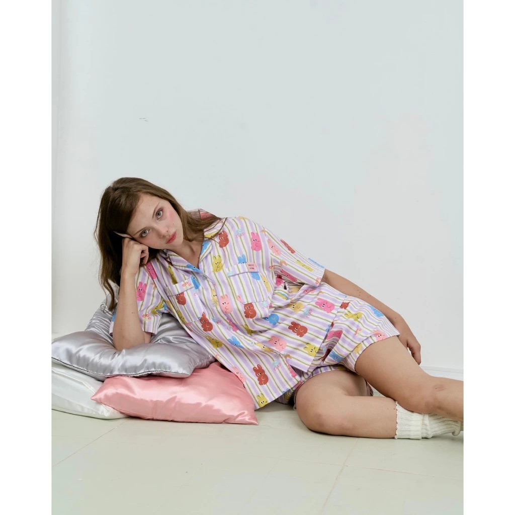 Jelly bunny summer set แขนสั้น ขาสั้น ชุดนอนโนบรา Call it a day