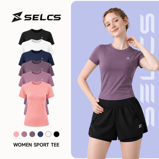 SELCS เสื้อยืดออกกำลังกายผู้หญิง ทรงสวยเข้ารูป ผ้ายืดหยุ่นได้ดี ระบายอากาศ แห้งเร็ว Size S-XXL L75
