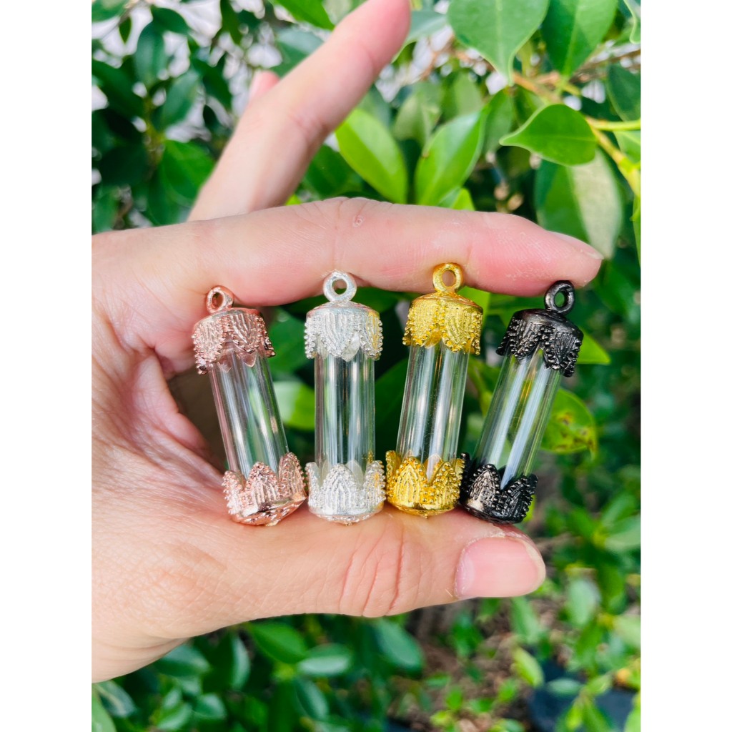 ฝาตะกรุดลายมงกุฏหัวดิ่ง ขนาด 8-16มิล พร้อมหลอดใส