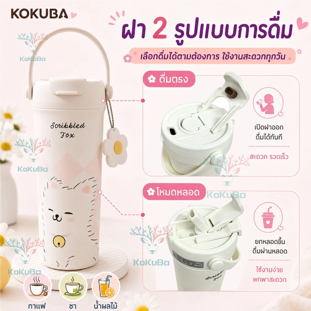 กระบอกน้ำเก็บอุณหภูมิ 550ml กระติกสุญญากาศเซรามิคไลเนอร์ ชุดภาพวาดลายพิเศษ แก้วเก็บความเย็น KOKUBA thumbnail 4