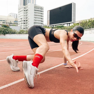 Angry Muscles OG Socks ถุงเท้าข้อยาว ผ้าริบหนานุ่ม ปักลายมือ 7 สี ถุงเท้าแฟชั่นเกาหลี ชายหญิง Free Size เก็บขาเนียน
