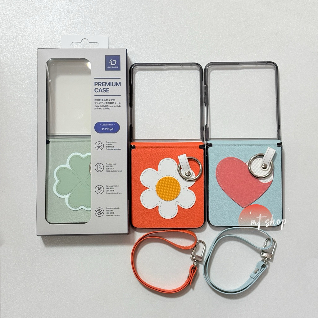Dux Ducis เคสหนังPU ดีไซน์แหวนคล้องนิ้วและสายคล้องข้อมือ สำหรับรุ่น Samsung Galaxy Z Flip 8