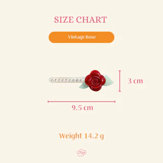 พร้อมส่ง VARY MUCH กิ๊บติดผม Vintage Rose Design VARYMUCH by VARYWELL 8 CM (1 pcs) แพคเกจถุงผ้าไหมแก้ว