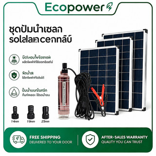 ชุดปั๊มน้ำโซล่า DC 12V 150W ปั๊มจุ่ม พร้อมแผงโซล่าเซลล์ 1000W/1500W ชุดครบชุดใช้สูบน้ำไร้ไฟบ้าน