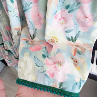 NITAAN 🌊(50)BE BEACH SET เซตเสื้อโอเวอร์ไซด์แต่งโบว์หลัง ผ้าคอตตอน 100% คู่กางเกง สามส่วน สวยมากค่า