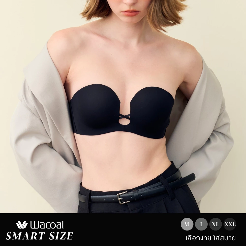 Wacoal Smart Size บราเกาะอก เกาะอยู่ไม่เลื่อนหลุด ที่สุดของความเกาะอยู่ The Best of Wacoal รุ่น WB5P88 สีดำ (BL)