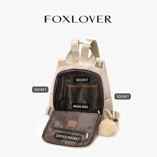 FOXLOVER กระเป๋าเป้สะพายหลังของผู้หญิง การออกแบบป้องกันการโจรกรรม กันน้ำ เบาและเรียบง่าย 10 นิ้ว