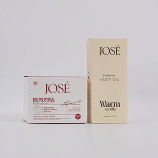 [บริษัทโดยตรง] - JOSE Extra White Body Booster 1 กระปุก และ JOSE Premium Body Oil Warm Vanilla (กลิ่นใหม่) 1 ขวด
