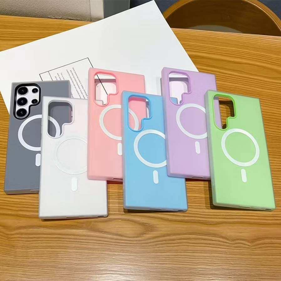 เคสสีพื้น ชาร์จได้ สำหรับ Samsung S24 S24Plus S24Ultra S23 S23Ultra S22Ultra เคสชาร์จไร้สาย สวยหรู ส