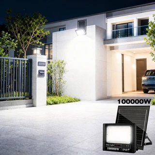 KKSKY แสงสีขาว ไฟโซล่าเซลล์ โซล่าเซลล์ 100000W IP68 solar light กันน้ำ กันฟ้าผ่า พร้อมรีโมท สปอร์ตไลท์ led ไฟโซล่าเซลล์