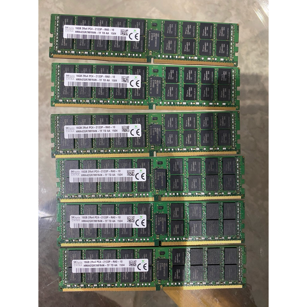 แรมเซิร์ฟเวอร์ SK hynix 16GB 2Rx4 PC4-2133P-RA0-10 รหัส HMA42GR7MFR4N-TF TD AA มือสอง