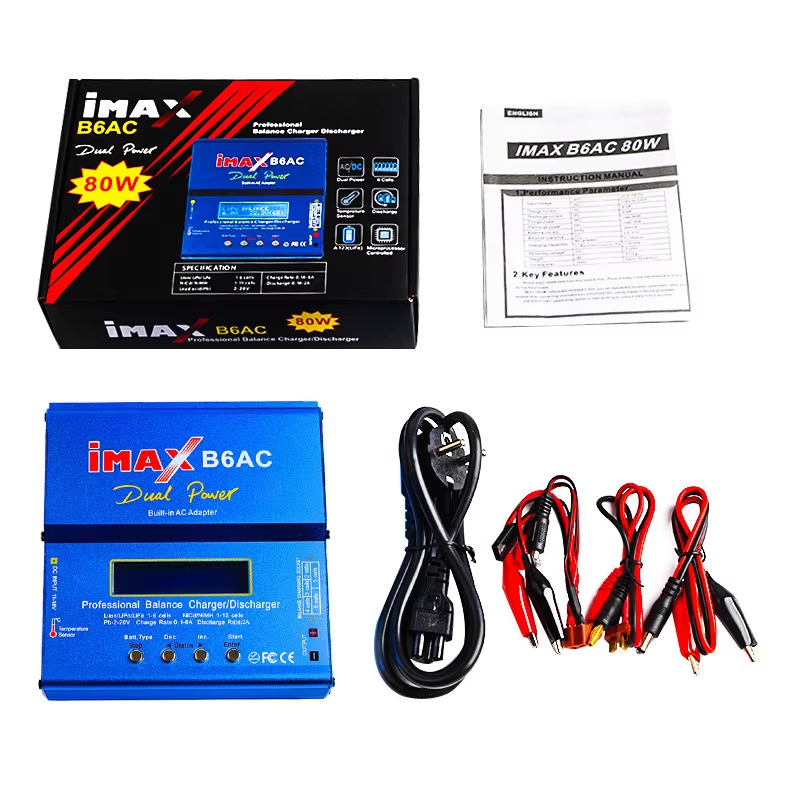 IMAX B6AC ของแท้ เครื่องชาร์จบาลานซ์ 80W 6A LCD รองรับ Li-ion LiFe NiMh NiCd LiPo อุปกรณ์เสริม RC