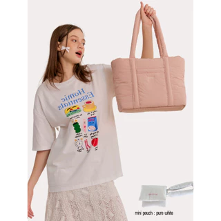 A DAY PUFFY TOTE BAG 🌈 กระเป๋านุ่มนิ่มไซค์ใหญ่ “กันน้ำ” รองรับโน๊ตบุ้ค15นิ้ว (ฟรีพวงกุญแจ mini pouch)