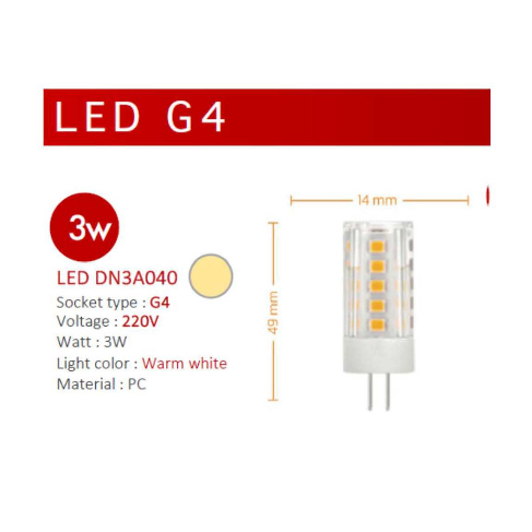 หลอด LED 3W ขั้ว G4 220V ต่อตรง