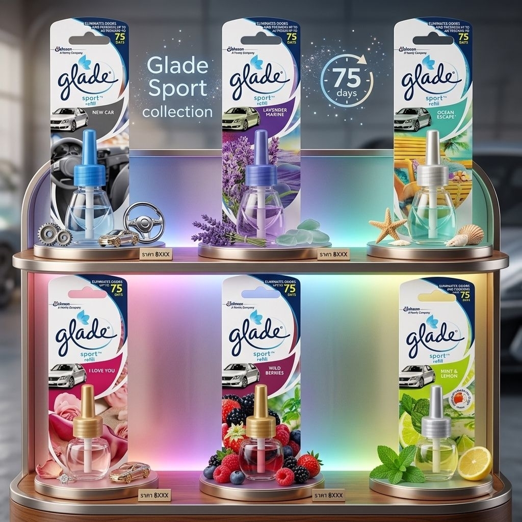 glade sport เกลดสปอร์ต รีฟิล น้ำหอมปรับอากาศในรถ 7มล.