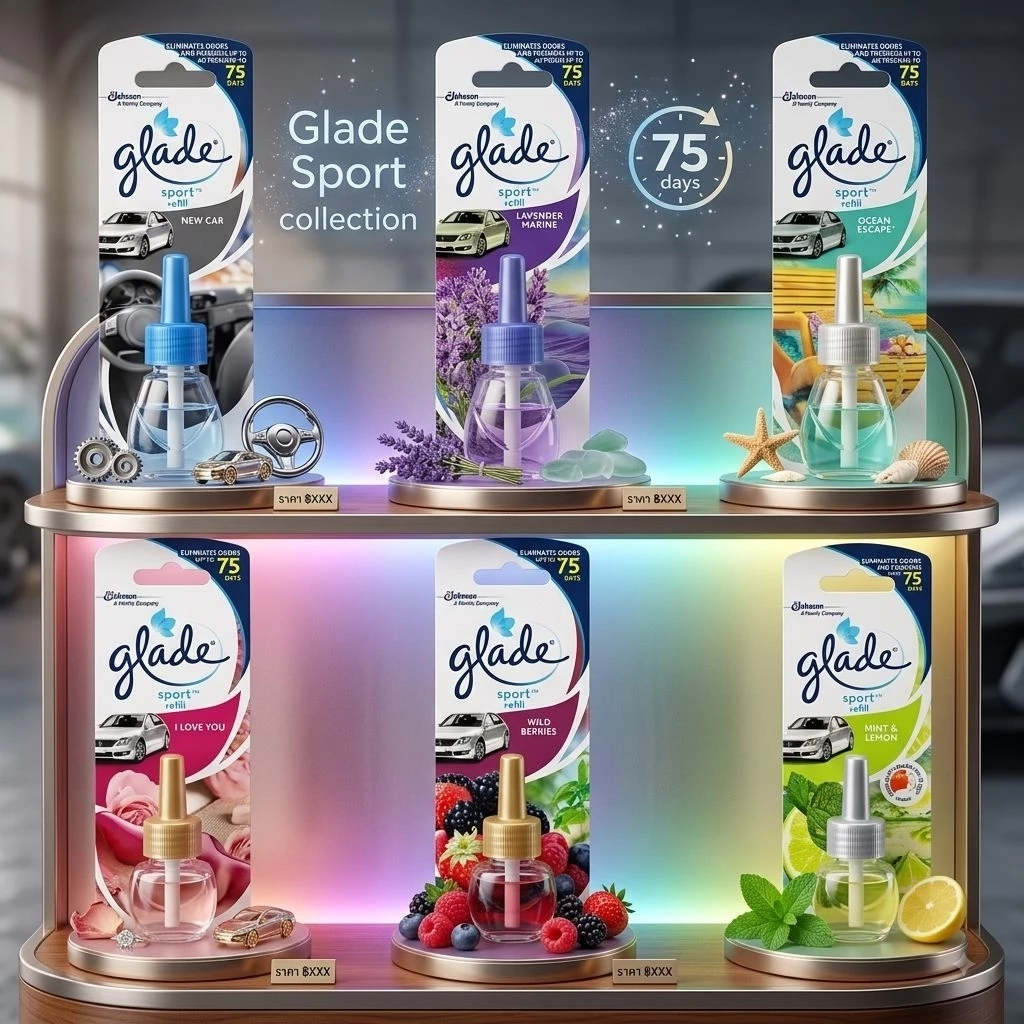 glade sport เกลดสปอร์ต รีฟิล น้ำหอมปรับอากาศในรถ 7มล.