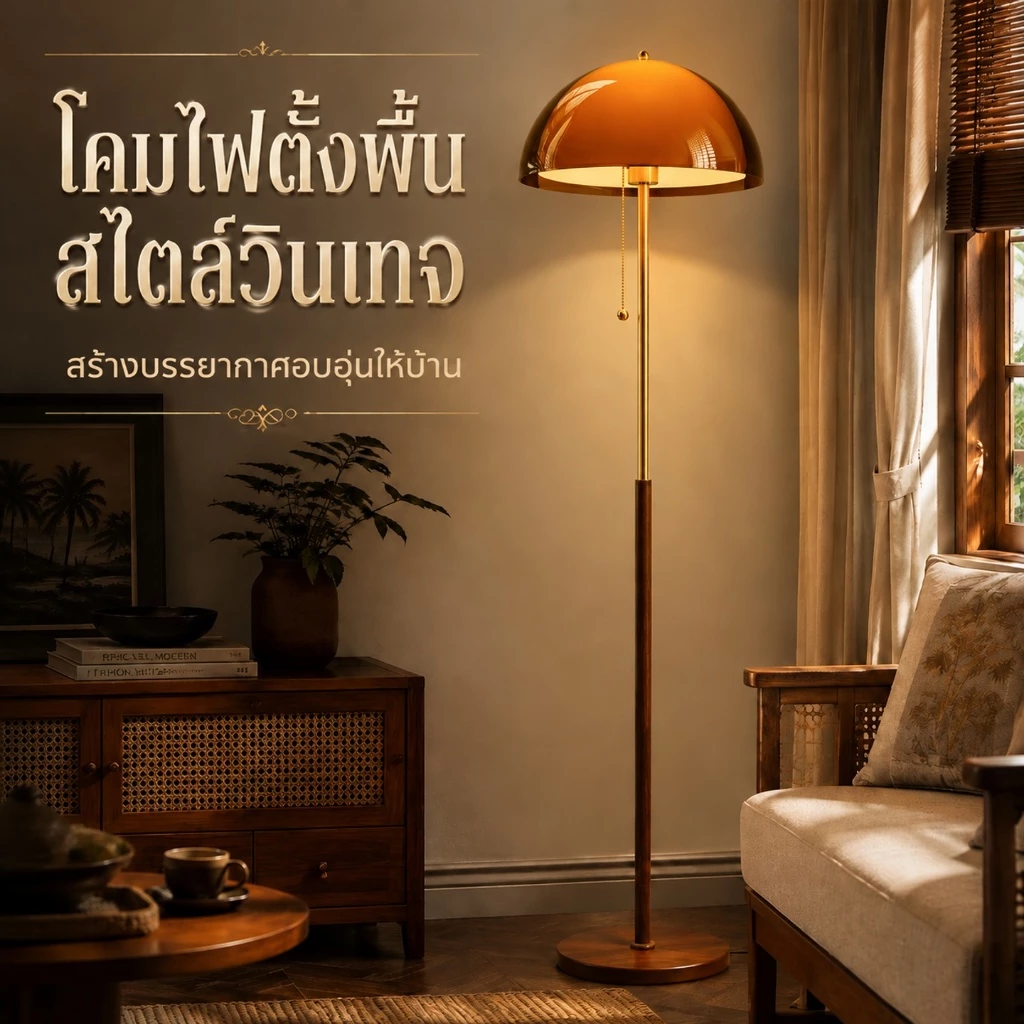 ⭐⭐โคมไฟตั้งพื้น โคมไฟตั้งห้องนั่งเล่น โคมไฟบรรยากาศ American Mid-century Vintage วางข้างโซฟา โคมไฟดีไซเนอร์