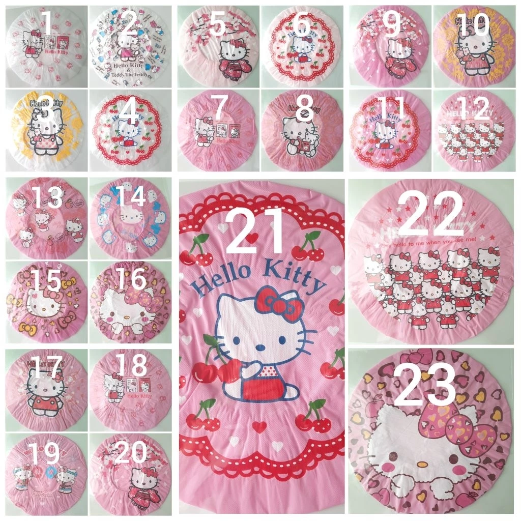 👒หมวกอาบน้ำ หมวกคลุมผมอาบน้ำ ลายการ์ตูน คิตตี้13/8