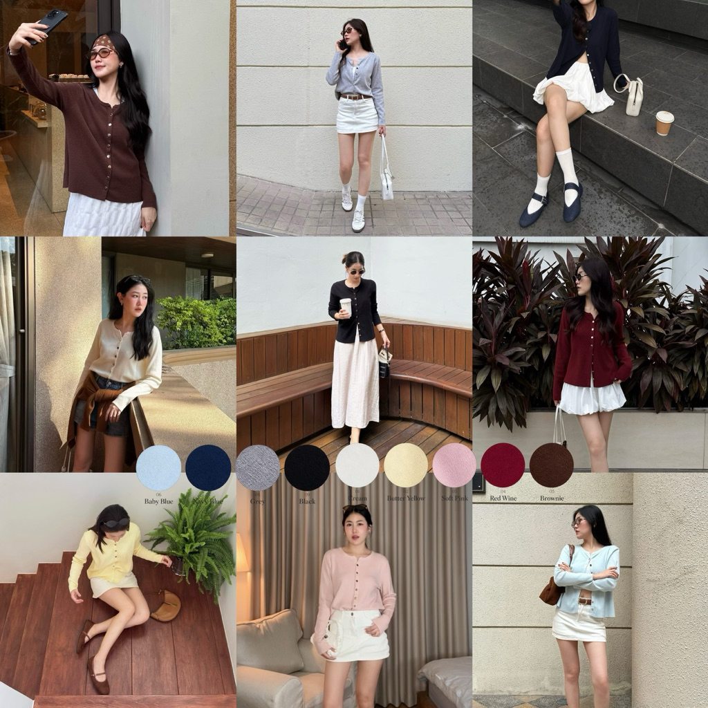 PEPPY Cardigan | เสื้อคลุมไหมพรมแต่งอะไหล่กระดุมทอง คาดิแกน 
