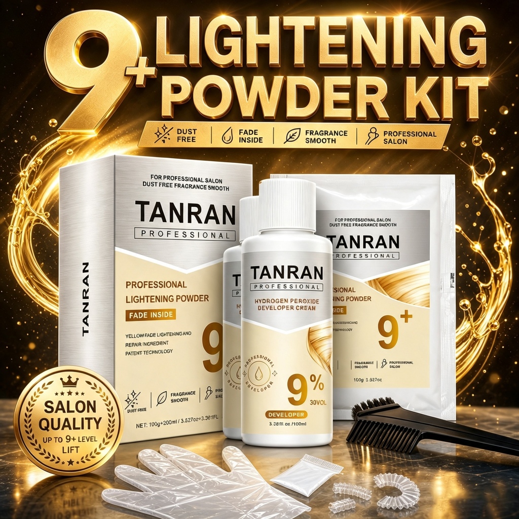 ฟอกสีผม เฉพาะผงฟอก TAN RAN ครีมฟอกสีผม ฟอกขึ้นถึงขั้น9% เนื้อสัมผัสที่อ่อนโยน ใส่น้ำมันแร่ บำรุงเส้นผม ความสะดวกในการใช้