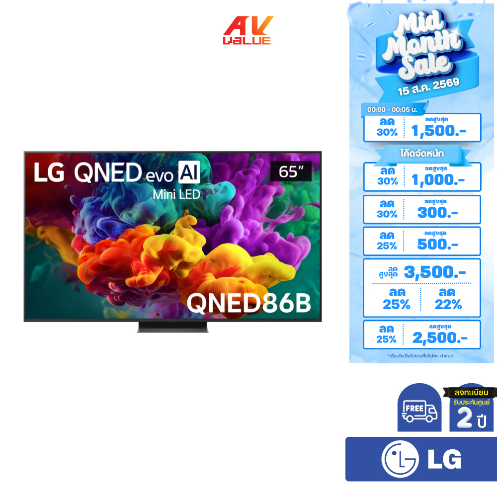 LG QNED evo AI Mini LED 4K TV รุ่น 65QNED86BSA ทีวีขนาด 65 นิ้ว QNED86 Series ( 65QNED86 , 65QNED86B
