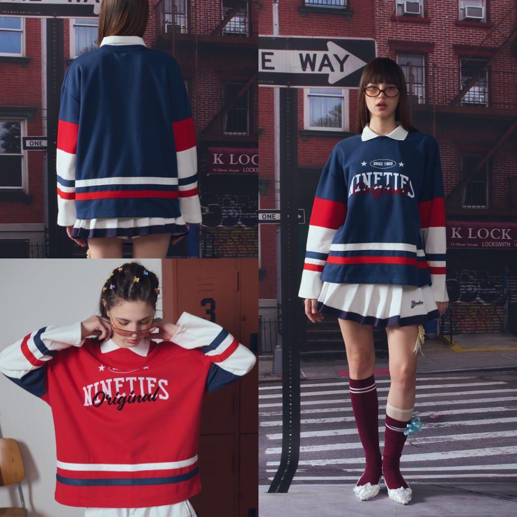 ☘️Nineties Design : Sport Nostalgia ✦ Sweater เสื้อสเวตเตอร์ คอปกแขนยาว รุ่น Belinda
