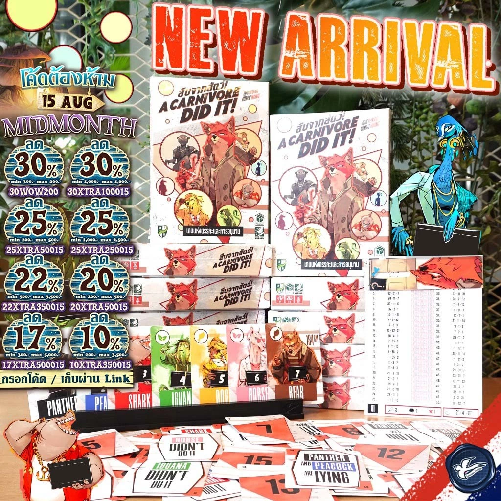 [สินค้าขายดี] A Carnivore Did It! สืบจากสัตว์ [ยอดขายกว่า 400 กล่อง] ภาษาไทย TH / EN ห่อของขวัญฟรี เกม WDG [Boardgame]