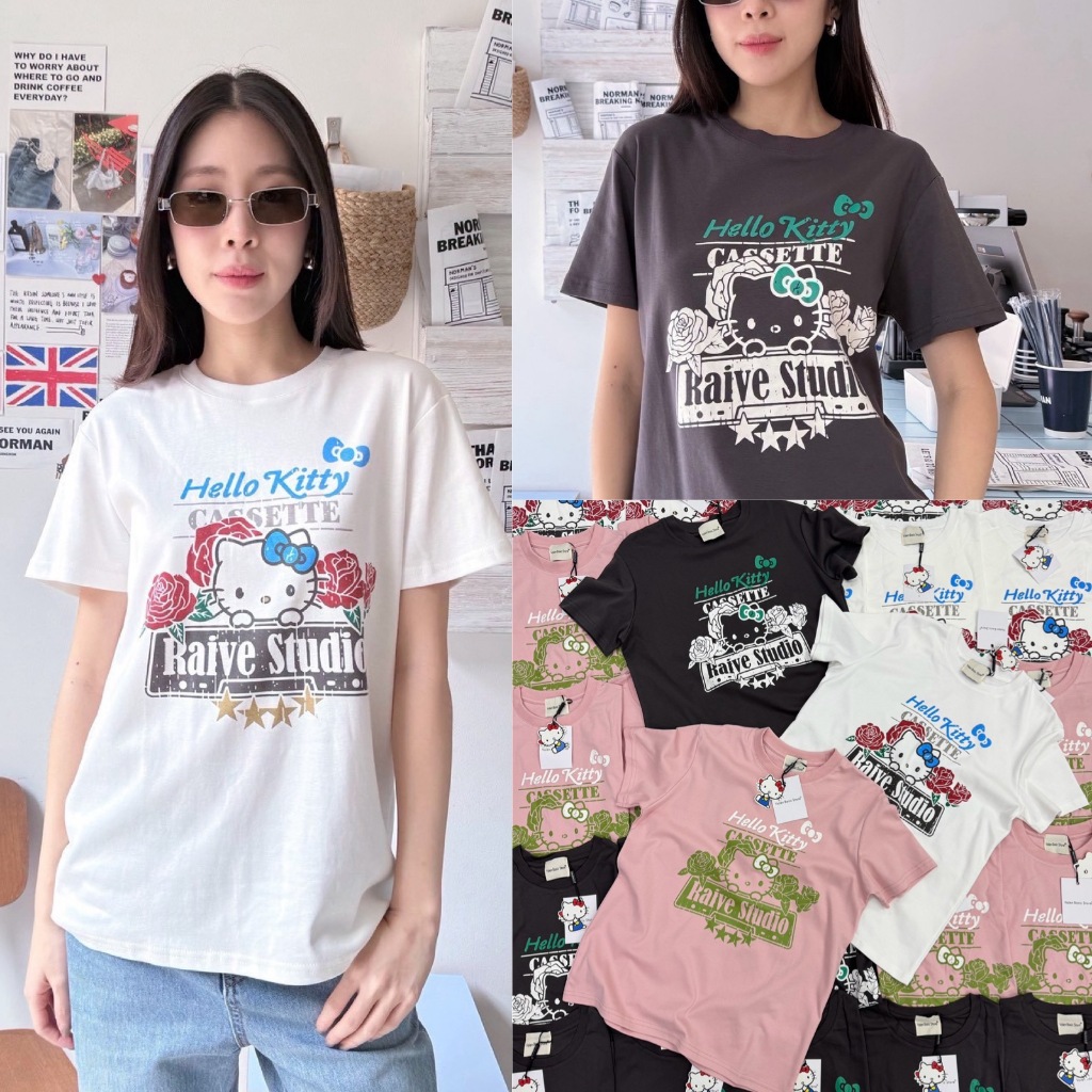 🍊 VL 5406 เสื้อยืดแขนสั้นทรงโอเวอร์ไซส์ ผ้าดีใส่สบาย ลายน่ารัก