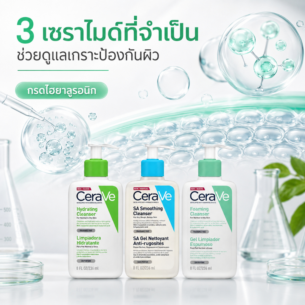พร้อมส่ง คลีนเซอร์ 236ml ทำความสะอาดผิวอย่างอ่อนโยน มี 3 สูตร สำหรับทุกสภาพผิว