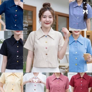 เสื้อคอปกปีกใหญ่ ผ้าฝ้าย