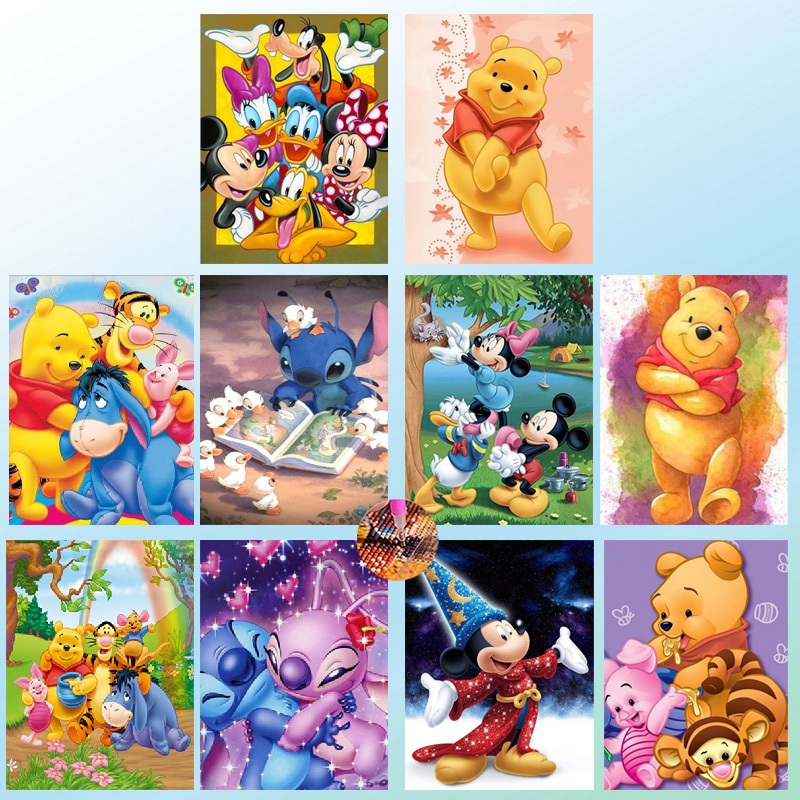 WxH 30x40 Diamond Painting 5D DIY Disney การ์ตูนดิสนี่ย์ ครอสติสคริสตัล 5 มิติ ปักครอสติส ภาพติดเพชร