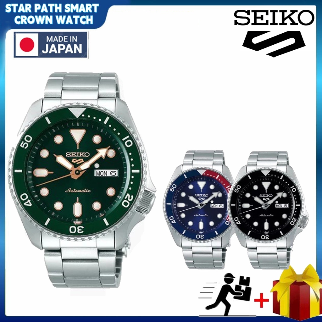100% ของแท้ Seiko SRPD51K1 SRPD53K1 นาฬิกากีฬาแบบชายกับสายสีเขียว นาฬิกาธุรกิจผู้ชายทำจากสแตนเลส