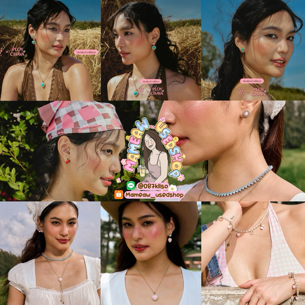 Valichain x Ploy Chava collection : Earrings,Necklace,Bracelet and Ring limited edition color gold and gold white
