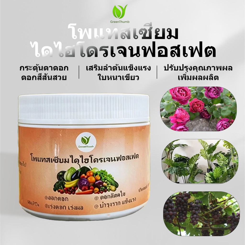 ปุ๋ยฟอสโพแทส MKP โพแทสเซียมไดไฮโดรเจนฟอสเฟต เร่งออกดอก เพิ่มผลผลิต ละลายน้ำเร็ว เหมาะไม้ดอก ไม้ผล ผักทุกชนิด