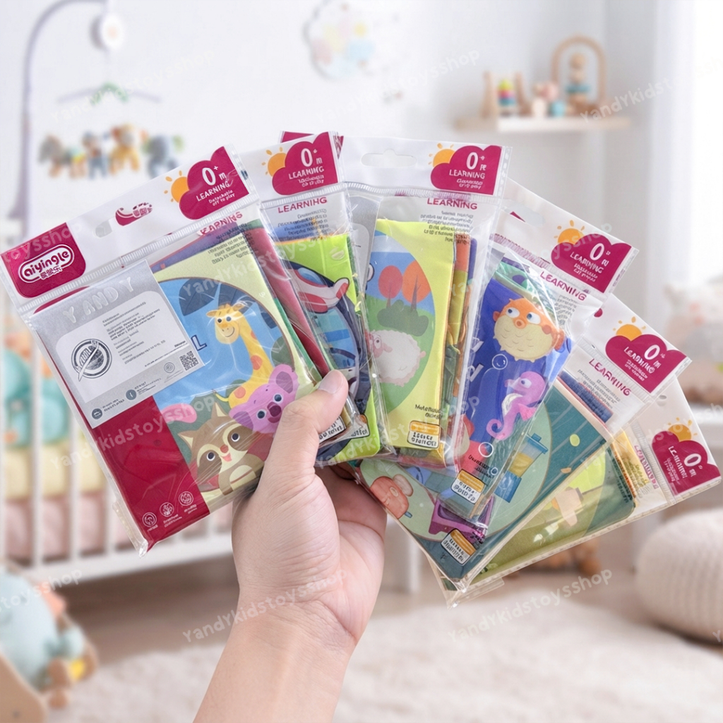 พร้อมส่ง หนังสือผ้า หนังสือผ้าหัดจับ มีหางมีเสียงก๊อบแก๊บ เสริมสร้างพัฒนาการ และการเรียนรู้ มีคำศัพท์