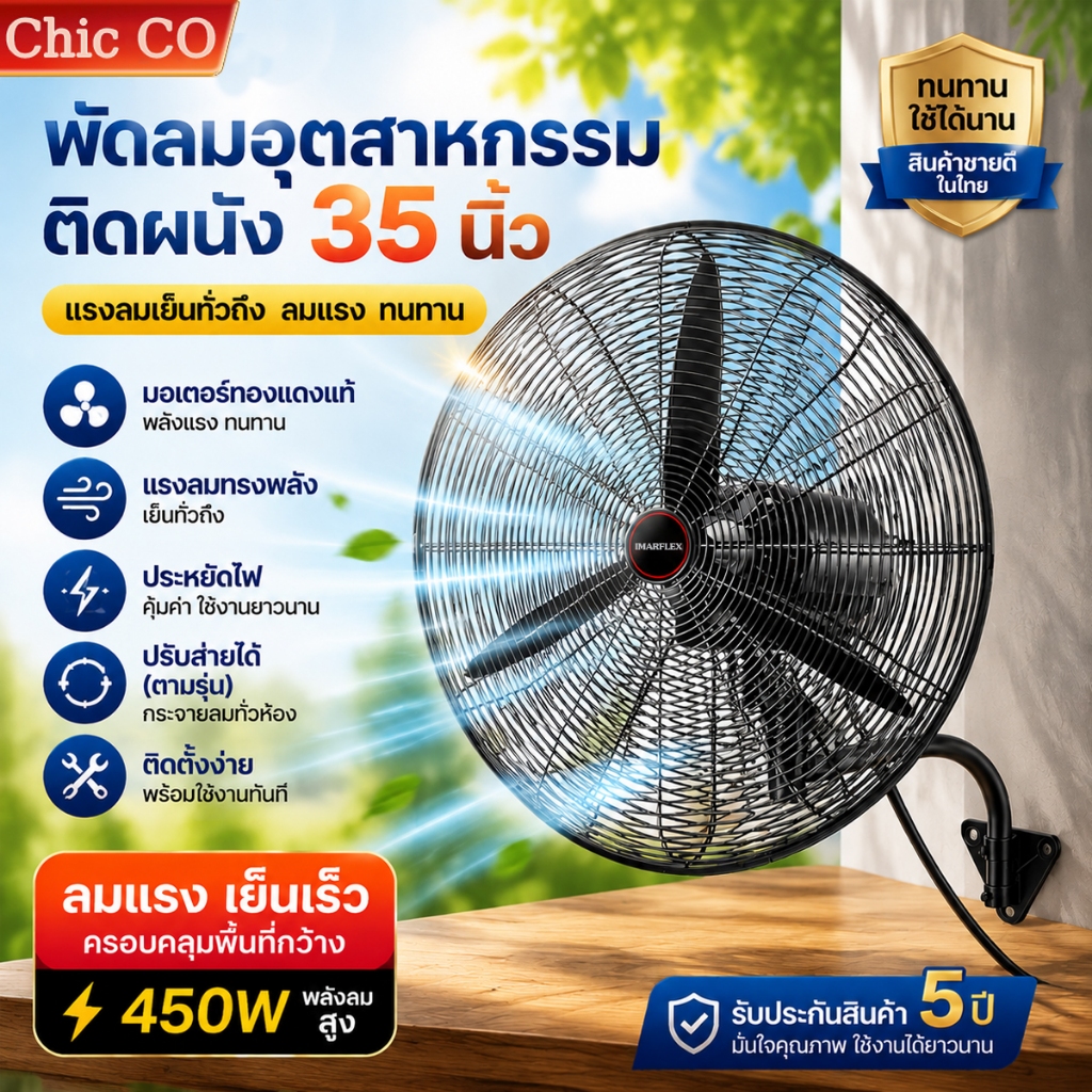 🔥รับประกัน 30 ปี 🔥มอก พัดลมติดผนัง 35นิ้ว พัดลมอุตสาหกรรม พัดลม กำลังแรงสูง  ลมแรงทนทาน เสียงเงียบ ประหยัดไฟ