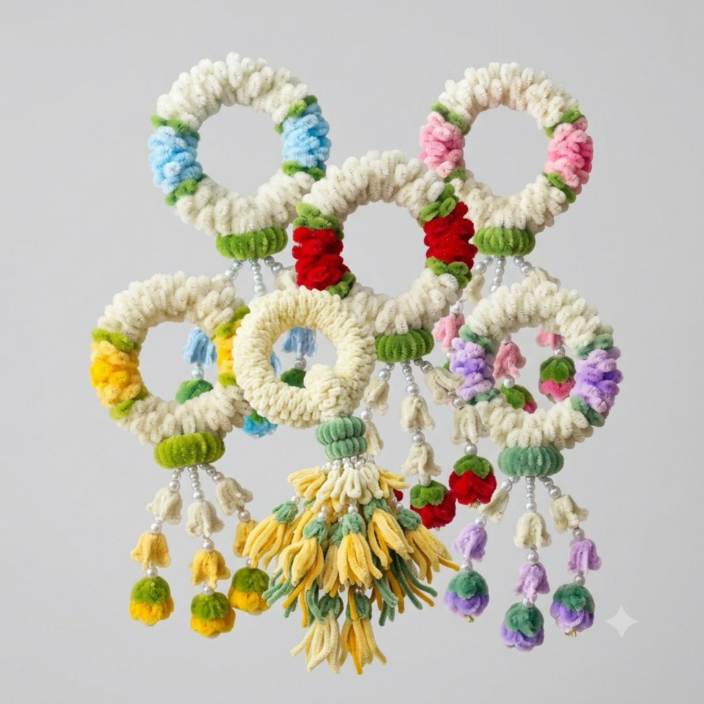 พวงมาลัยลวดกำมะหยี่HandmadeDIY