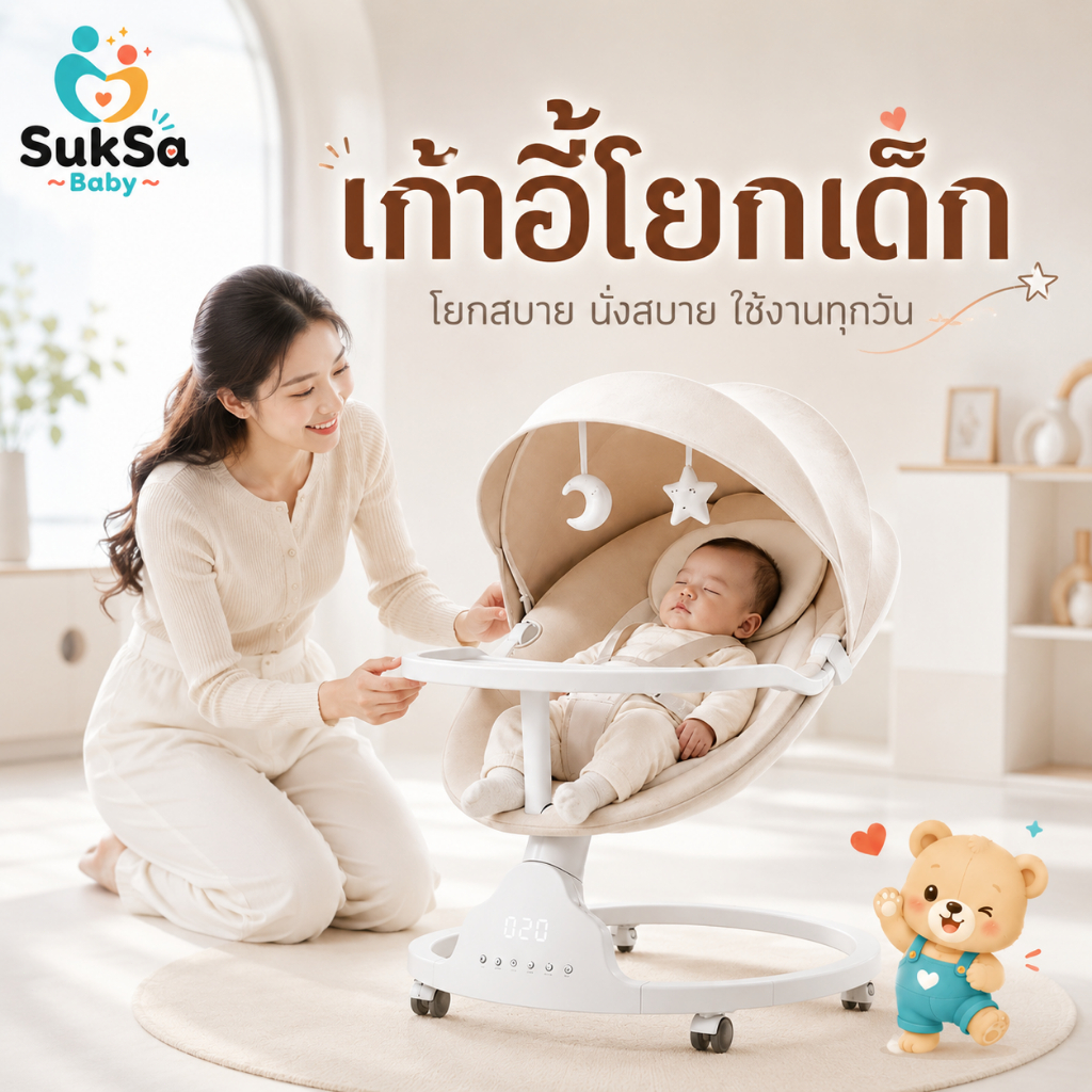 เปลไกวไฟฟ้า เปลเด็ก เก้าอี้โยกไฟฟ้าเด็ก ระบบไกวอัตโนมัติ พร้อมมุ้งกันยุง สำหรับเด็กอ่อน