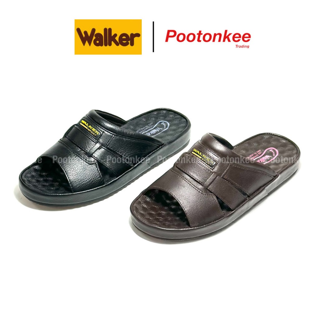 Walker รุ่น M1338 รองเท้าแตะหนังแท้ วอร์คเกอร์ หนังแท้ สีดำ น้ำตาล ไซส์ 39-46