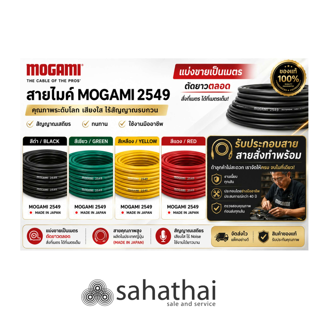 🔥 แหลมใส เคลียร์ สะอาด! MOGAMI 2549 สายไมค์ 2 แกนยอดนิยมรับความถี่ไกลเลือกสีและความยาวได้เลยค่ะตัดยา