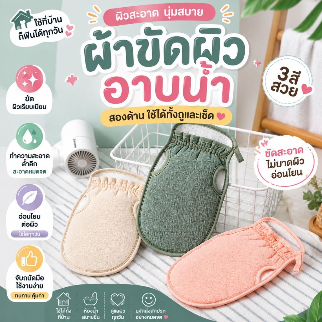 ส่งด่วน ส่งไว ถุงมืออาบน้ำ ถุงมือขัดผิว ขัดขี้ไคล ถุงมือสปา 1 ชิ้น ถุงมือขัดผิวอาบน้ำ ขจัดเซลล์ผิวเก่า