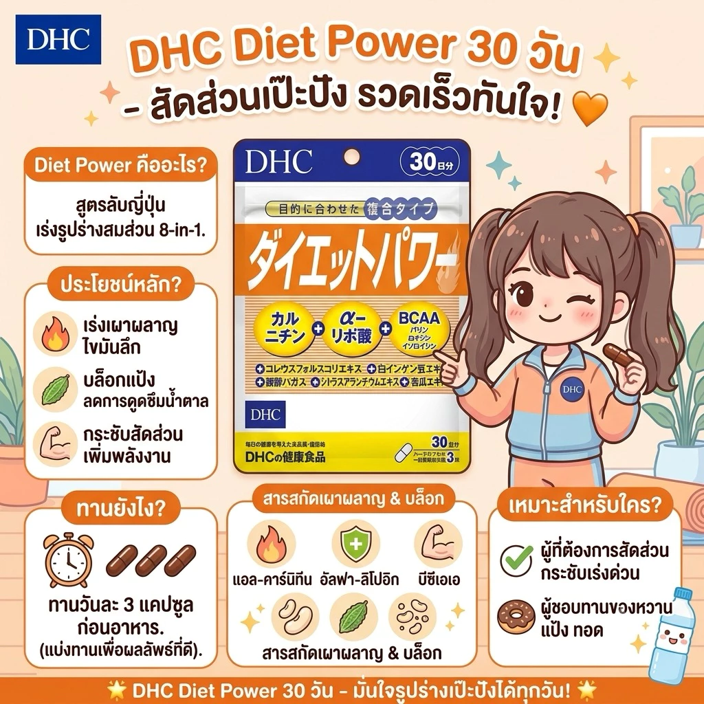 Diet Power (20,30Days) เผาผลาญคาร์โบไฮเดรต ช่วยย่อยสลายไขมัน