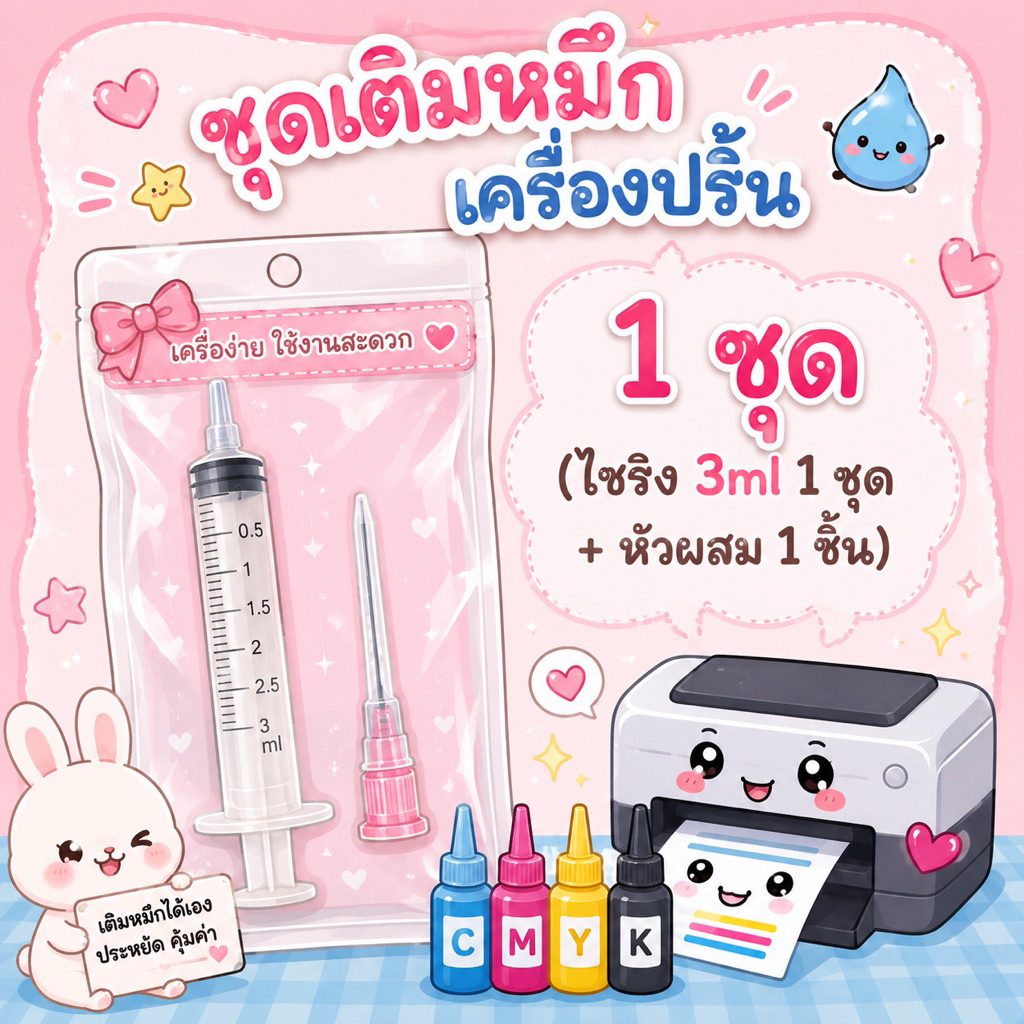 (แบ่งชิ้น) ชุดเติมหมึกเครื่องปริ้น