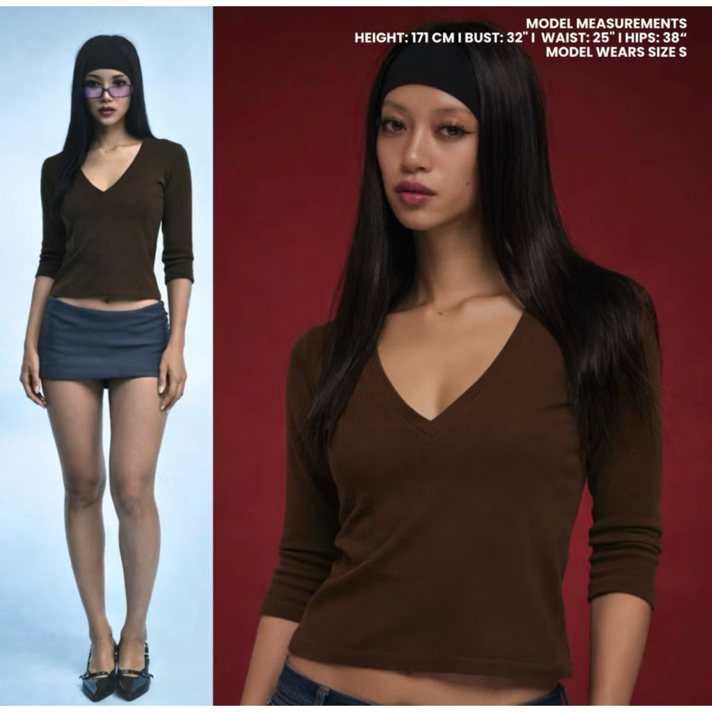 ส่งต่อ awesome bkk timeless v vingtage 3/4 sleeve v-neck t shirt มือ 2