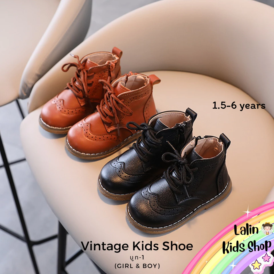 V187 รองเท้าบูทเด็ก หนัง PU พื้นนิ่ม (Girl & Boy) สำหรับน้อง 1.5-6 ขวบ พร้อมส่งในไทย B1 ✨❤️