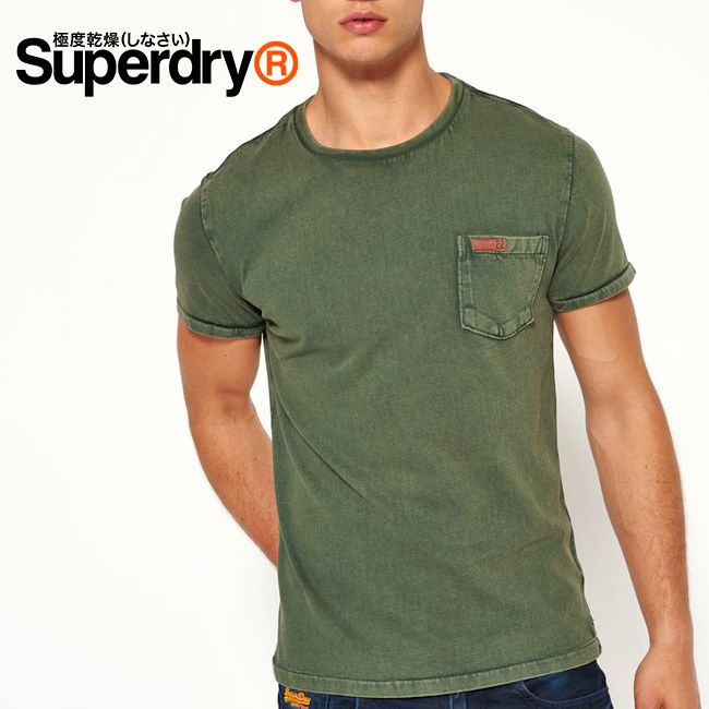 Superdry เสื้อยืด L.A Pocket สีเขียว (S รอบอก 37") (มือ2) ของแท้