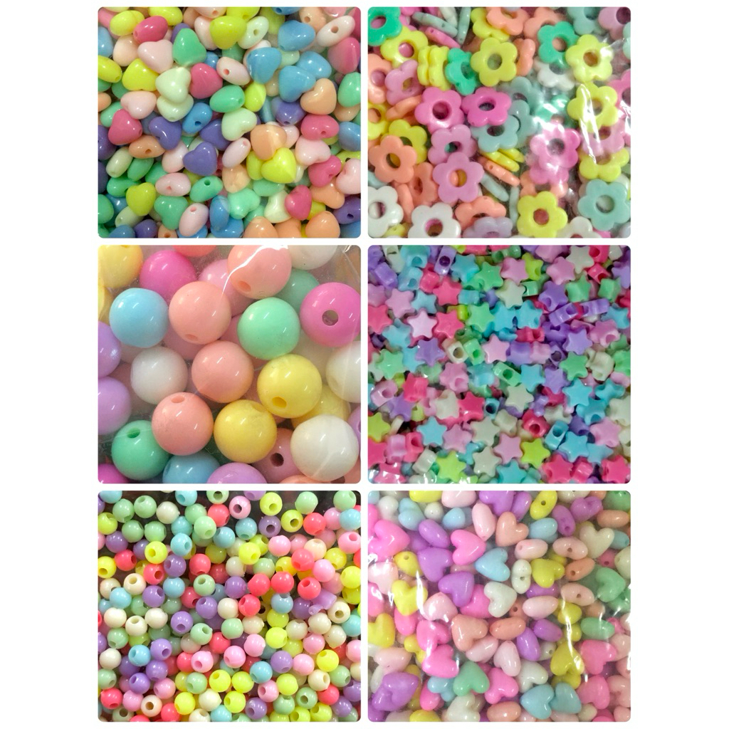 ลูกปัดแฟนซีพลาสติก คละแบบ ขนาด 10 มิล ห่อละ 50 บาท สีสวย
