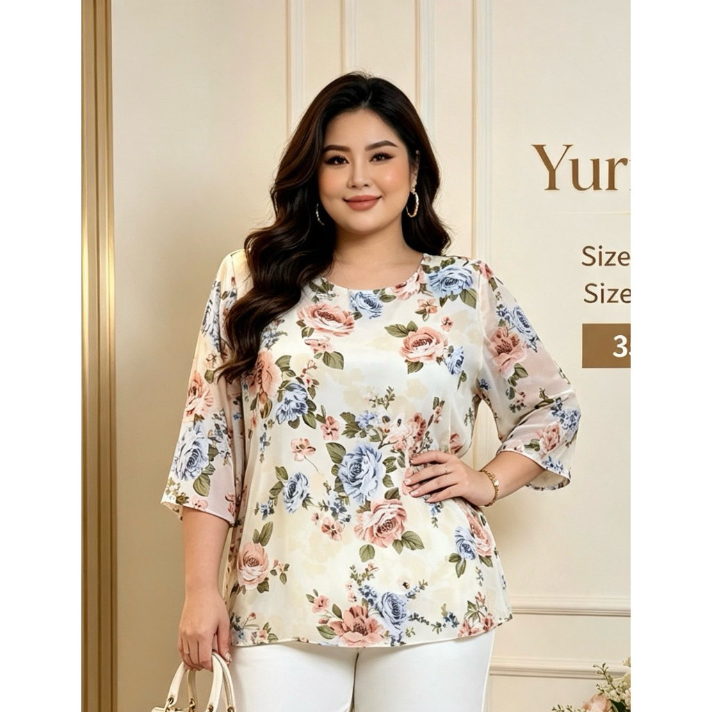 เสื้อชีฟอง( อก 50 “)ทรงแขนตรง ไซส์ใหญ่