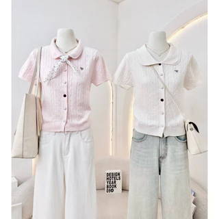 WA YA เสื้อเชิ้ตปกโค้ง กระดุมหน้า ผ้าไหมพรม